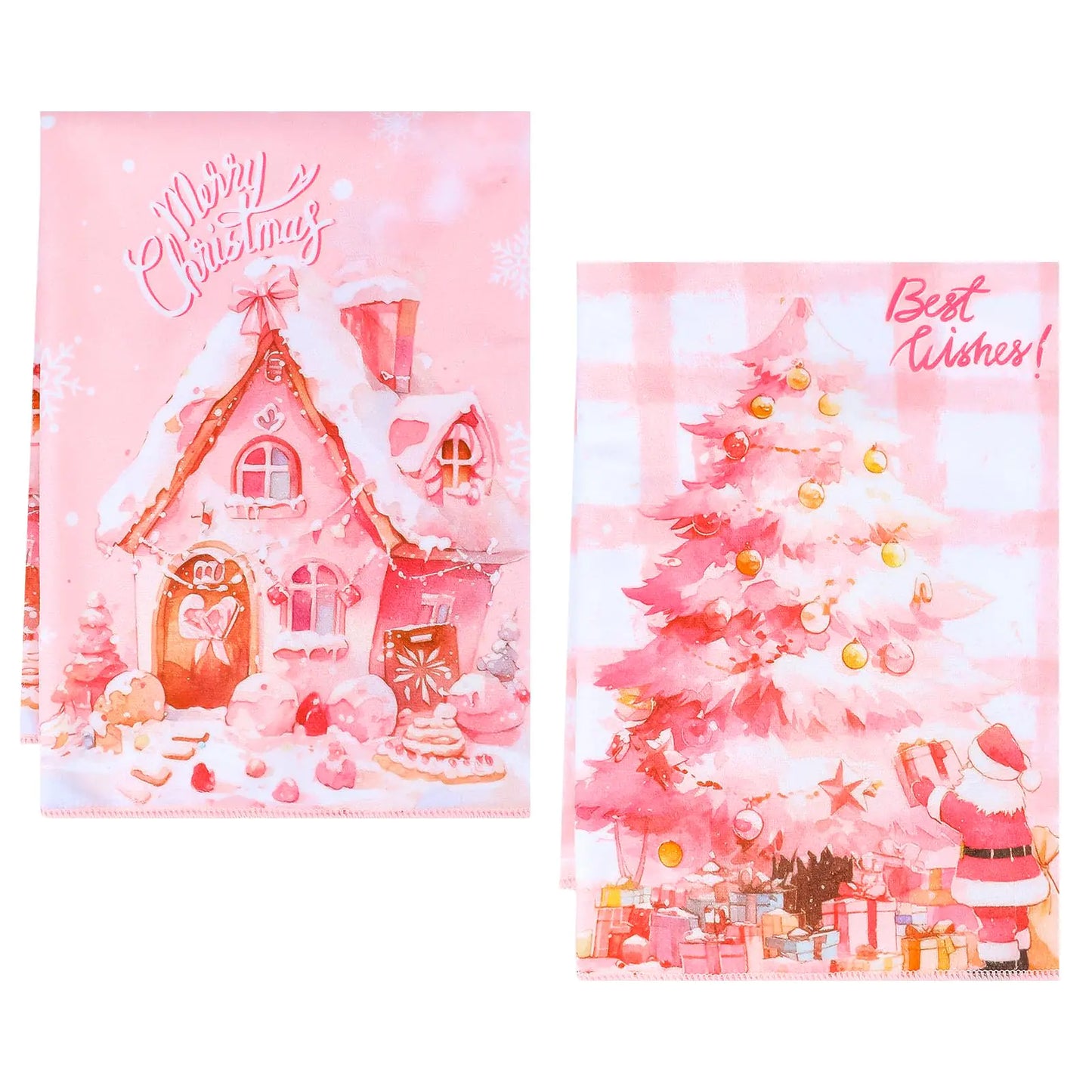 Christmas Kitchen Towels 2PCS Pink Buffalo Plaid Christmas 26 X 18 Inch Hand Towels Christmas Decoration for Kitchen Bathroom