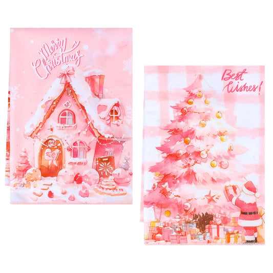 Christmas Kitchen Towels 2PCS Pink Buffalo Plaid Christmas  26 X 18 Inch Hand Towels Christmas Decoration for Kitchen Bathroom