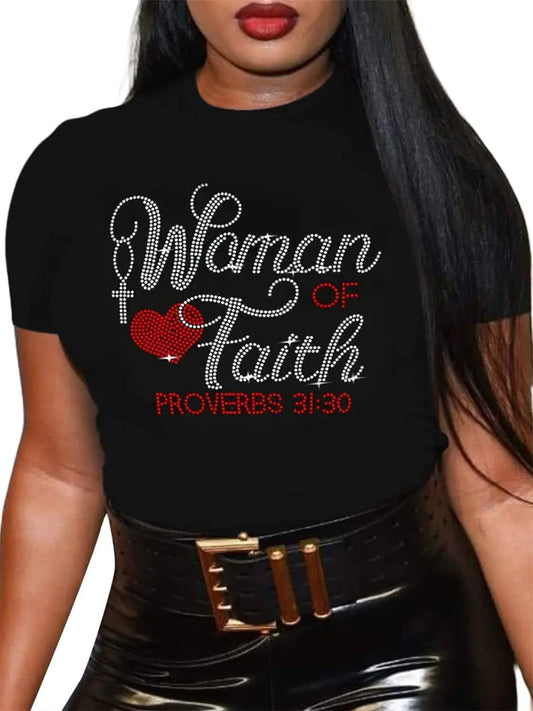 Women of Faith Christian Rhinestone Bling Women's Graphic Tee